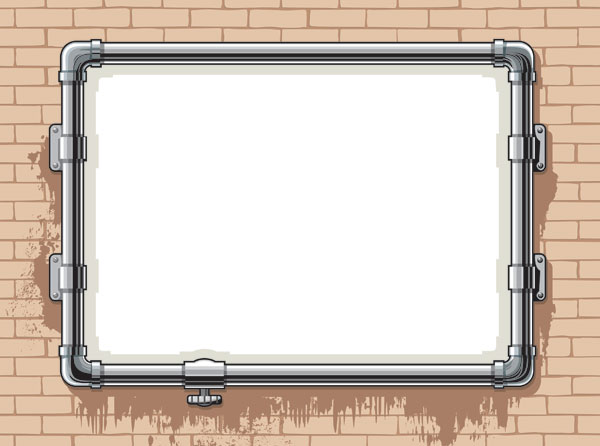On the wall of pipe frame vector On the wall of pipe frame vector