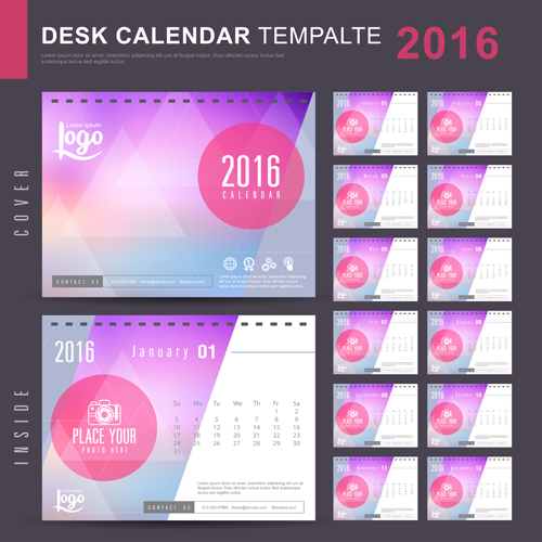 2016 New year desk calendar vector material 95