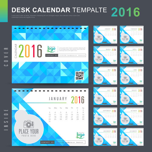 2016 New year desk calendar vector material 98