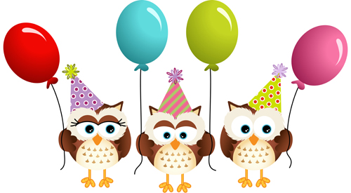Birthday owls with ballons cards vector 02 Birthday owls with ballons cards vector 02