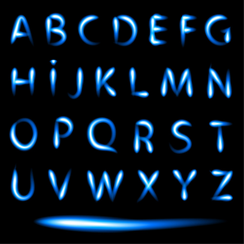 light blue alphabet 