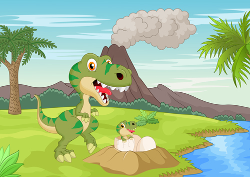 natural landscape Dinosaurs cartoon 