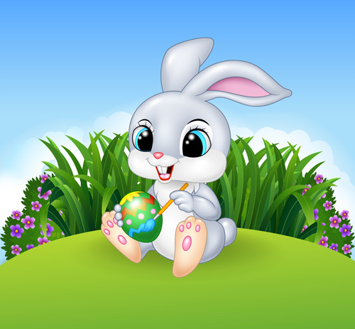 Cartoon easter rabbit cute vector material 03 Cartoon easter rabbit cute vector material 03