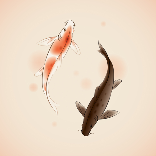 Chinese fish watercolor vector Chinese fish watercolor vector