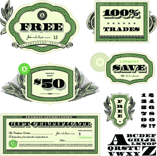 Classic financial labels vector graphics 01 Classic financial labels vector graphics 01