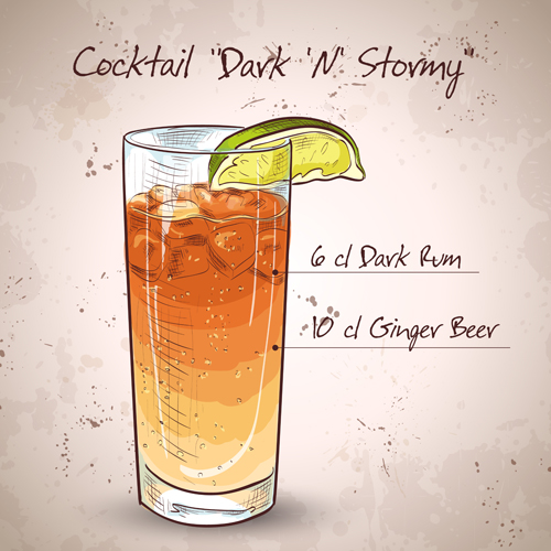 Cocktail poster hand drawing vectors 04 Cocktail poster hand drawing vectors 04