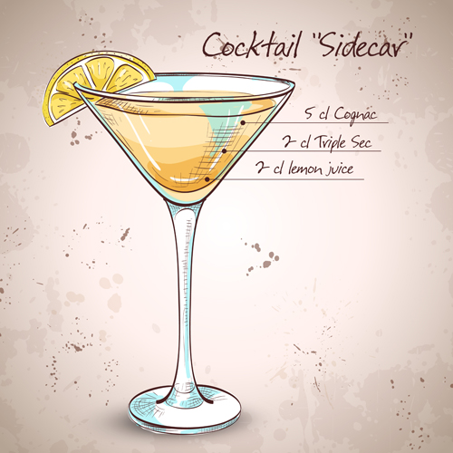 Cocktail poster hand drawing vectors 09 Cocktail poster hand drawing vectors 09