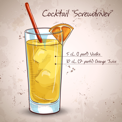 Cocktail poster hand drawing vectors 10 Cocktail poster hand drawing vectors 10