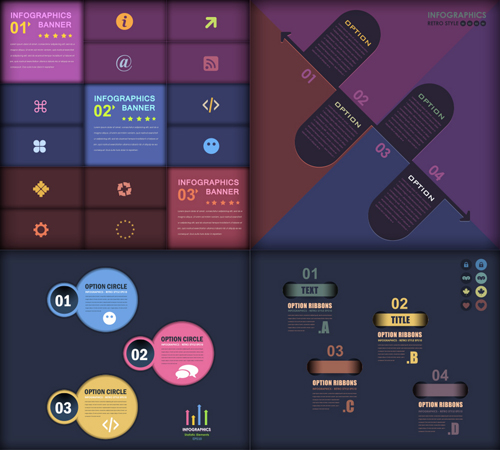 tamplate infographics dark color business 