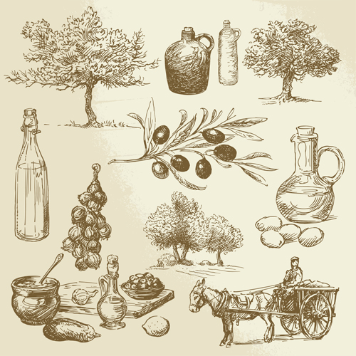 Drawing foods retro illustrations vector 11 Drawing foods retro illustrations vector 11