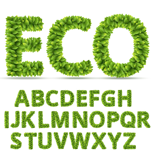 leaves green eco alphabet 
