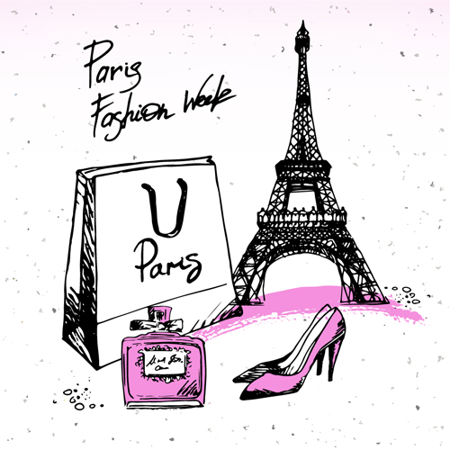 Fashion paris hand drawn vector 05 Fashion paris hand drawn vector 05