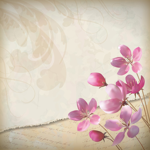 Pink Flowers Cards vector 01 Pink Flowers Cards vector 01