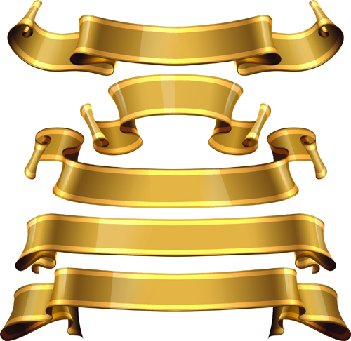 ribbon luxury gold banners 