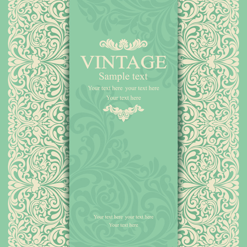 Gray vintage style floral invitations cards vector 05 Gray vintage style floral invitations cards vector 05