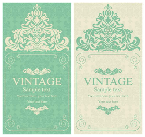 Gray vintage style floral invitations cards vector 06