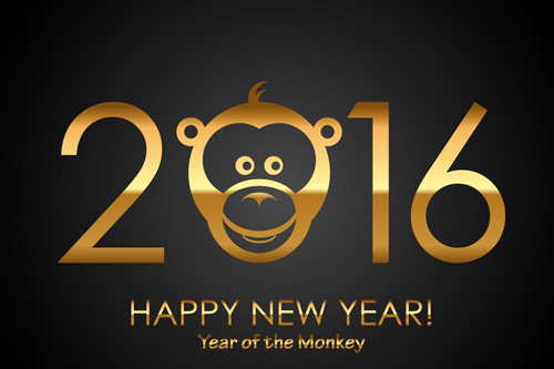 year new monkey happy 2016 