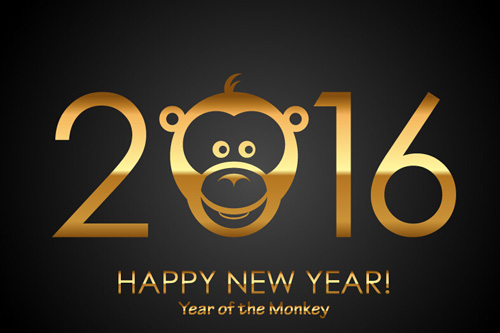 Happy new year 2016 with monkey vectors Happy new year 2016 with monkey vectors