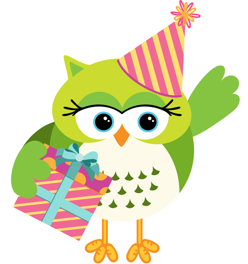 Owl with birthday gift box vector Owl with birthday gift box vector