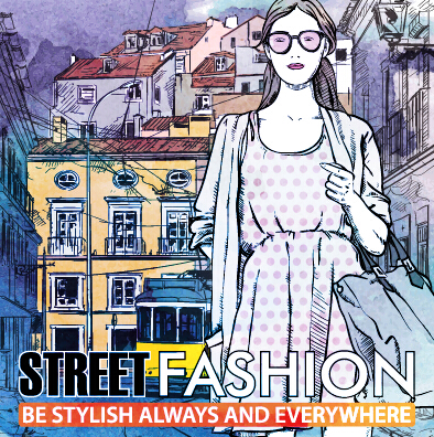 Street stylish everywhere hand drawing background vector 24
