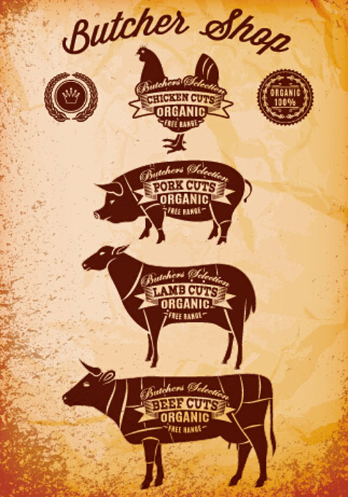 butchers cuts labels vector material 01 butchers cuts labels vector material 01