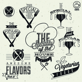 Restaurant and cafe logos design vector 01 Restaurant and cafe logos design vector 01