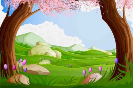 landscapes green cartoon background 