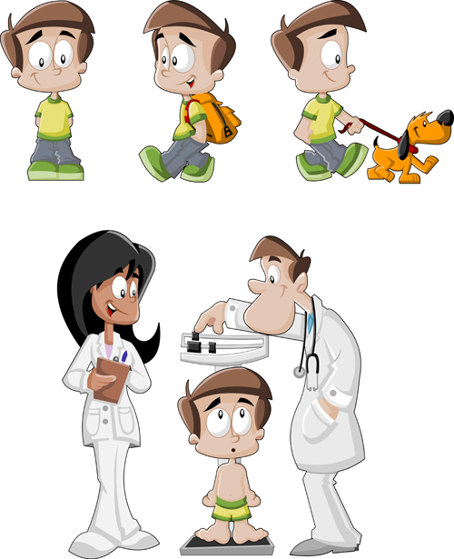 lovely children cartoon styles vector 01