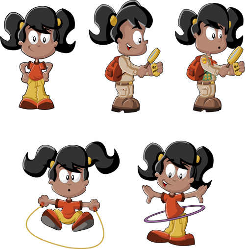 lovely children cartoon styles vector 03