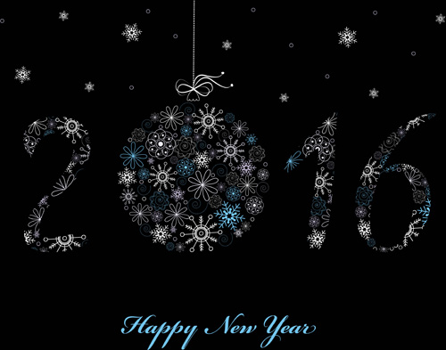 year snowflake new happy greeting card 2016 