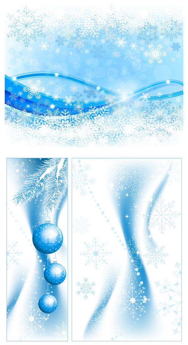 vector stars snow light blue elegant christmas balls background 