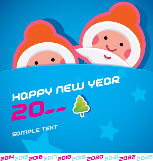 Cartoon santa bookmarks christmas card vector 02 Cartoon santa bookmarks christmas card vector 02