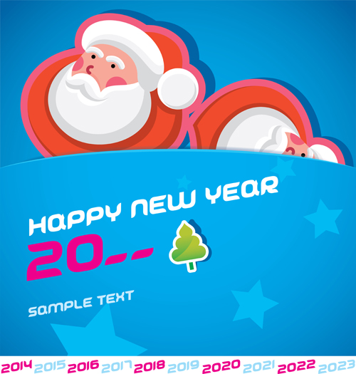 Cartoon santa bookmarks christmas card vector 03