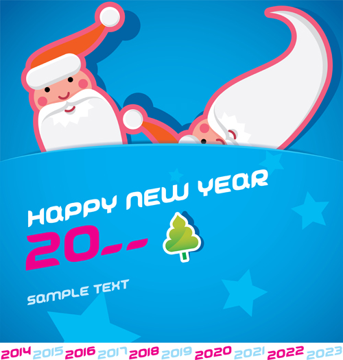 Cartoon santa bookmarks christmas card vector 05