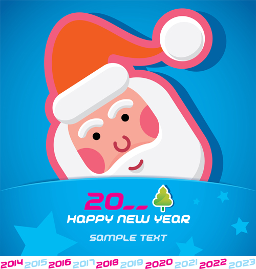 Cartoon santa bookmarks christmas card vector 09