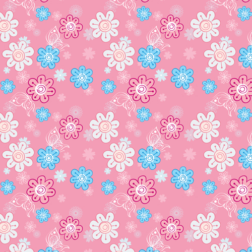 Children seamless pattern with flower vector 01