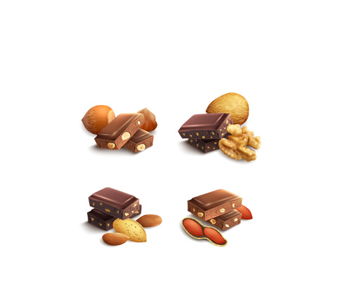 Chocolate with nut vector material Chocolate with nut vector material