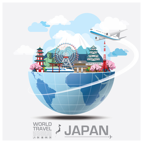 Creative world travel vectors template 01 Creative world travel vectors template 01