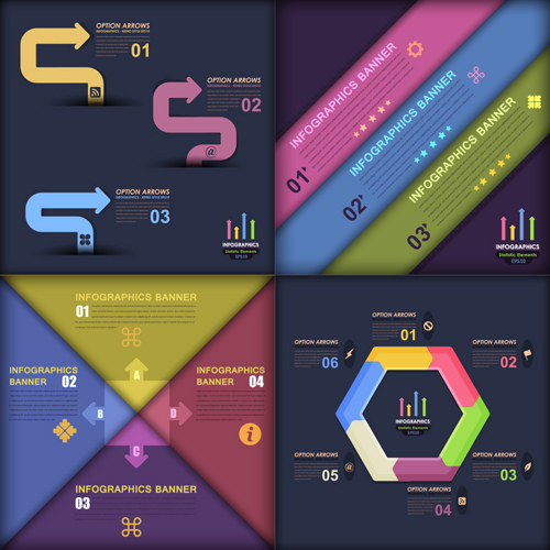 Dark color infographics business tamplate vector 03 Dark color infographics business tamplate vector 03