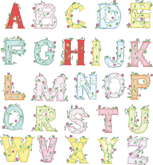 Flower alphabets letters vectors 03 Flower alphabets letters vectors 03