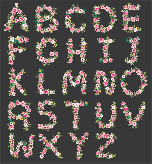 Flower alphabets letters vectors 04 Flower alphabets letters vectors 04