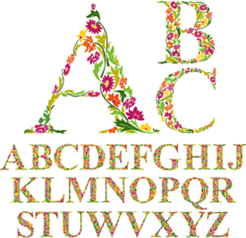 Flower alphabets letters vectors 05 Flower alphabets letters vectors 05