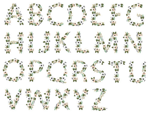 Flower alphabets letters vectors 06 Flower alphabets letters vectors 06
