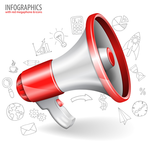 Infographics with red megaphone vector 01 Infographics with red megaphone vector 01
