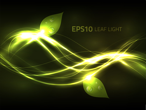 Leaf with light shiny background vector 02 Leaf with light shiny background vector 02