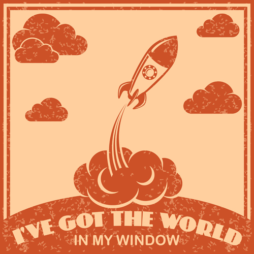 Outer space poster vintage vector 02 Outer space poster vintage vector 02