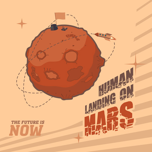 Outer space poster vintage vector 03 Outer space poster vintage vector 03