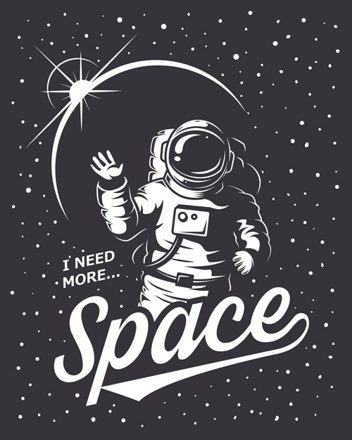 Outer space poster vintage vector 05 Outer space poster vintage vector 05