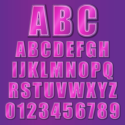 Purple alphabet letter with numbers vector