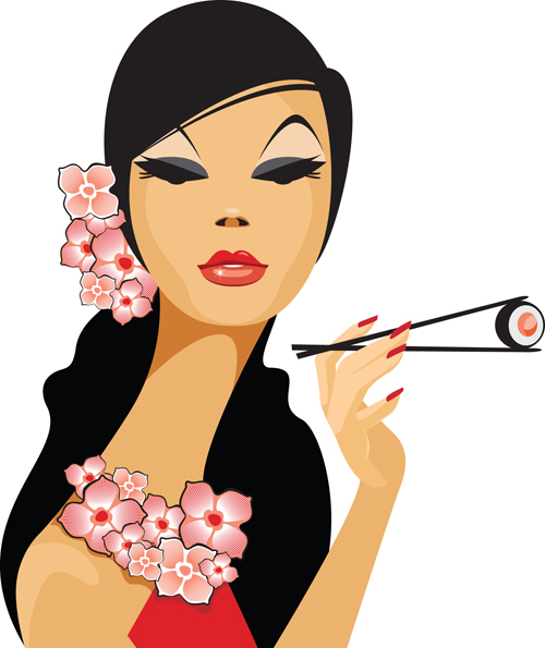 Set of Susi girl design vector 04 Set of Susi girl design vector 04